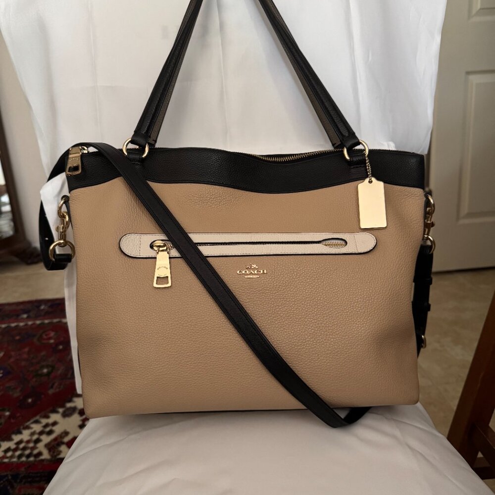 Coach Tyler Colorblock Multifunction Tote Bag with Detachable Crossbody Strap